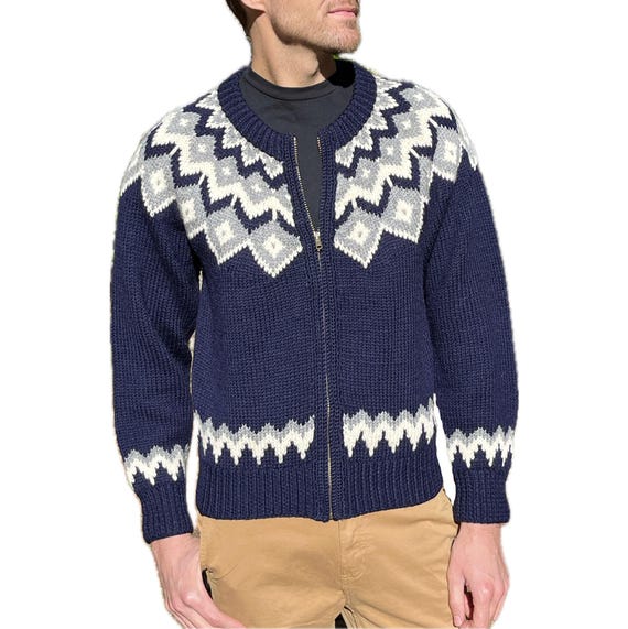 L.L. Bean Wool Nordic Style Cardigan – Zip Front – Fair Isle