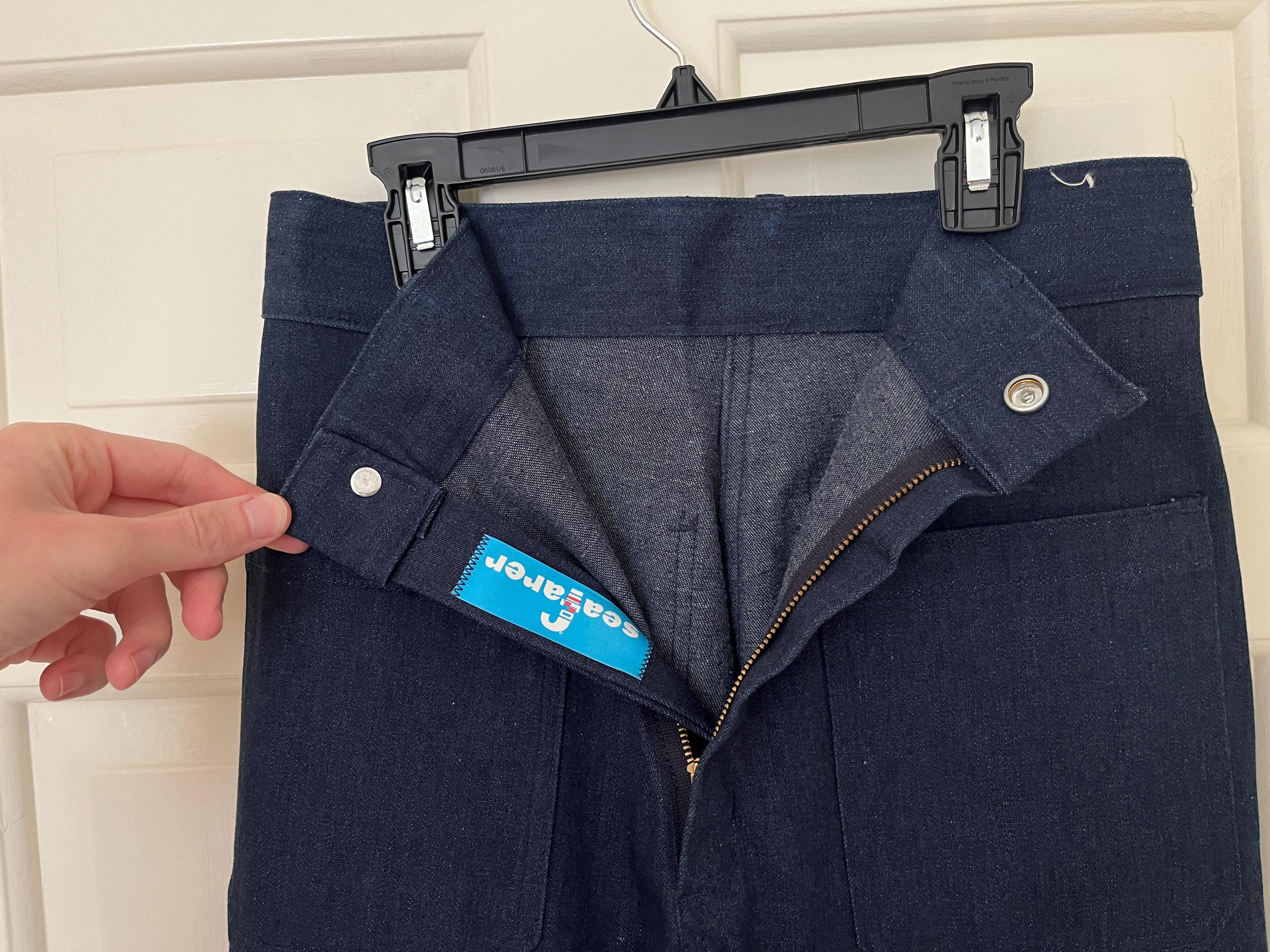 Vintage 70s 80s Seafarer Navy Bell Bottom Jeans – Men's High Waist