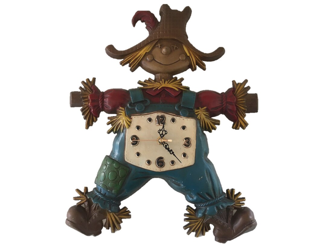 Vintage Scarecrow Clock by Sexton Metal Wall Hanging Etsy