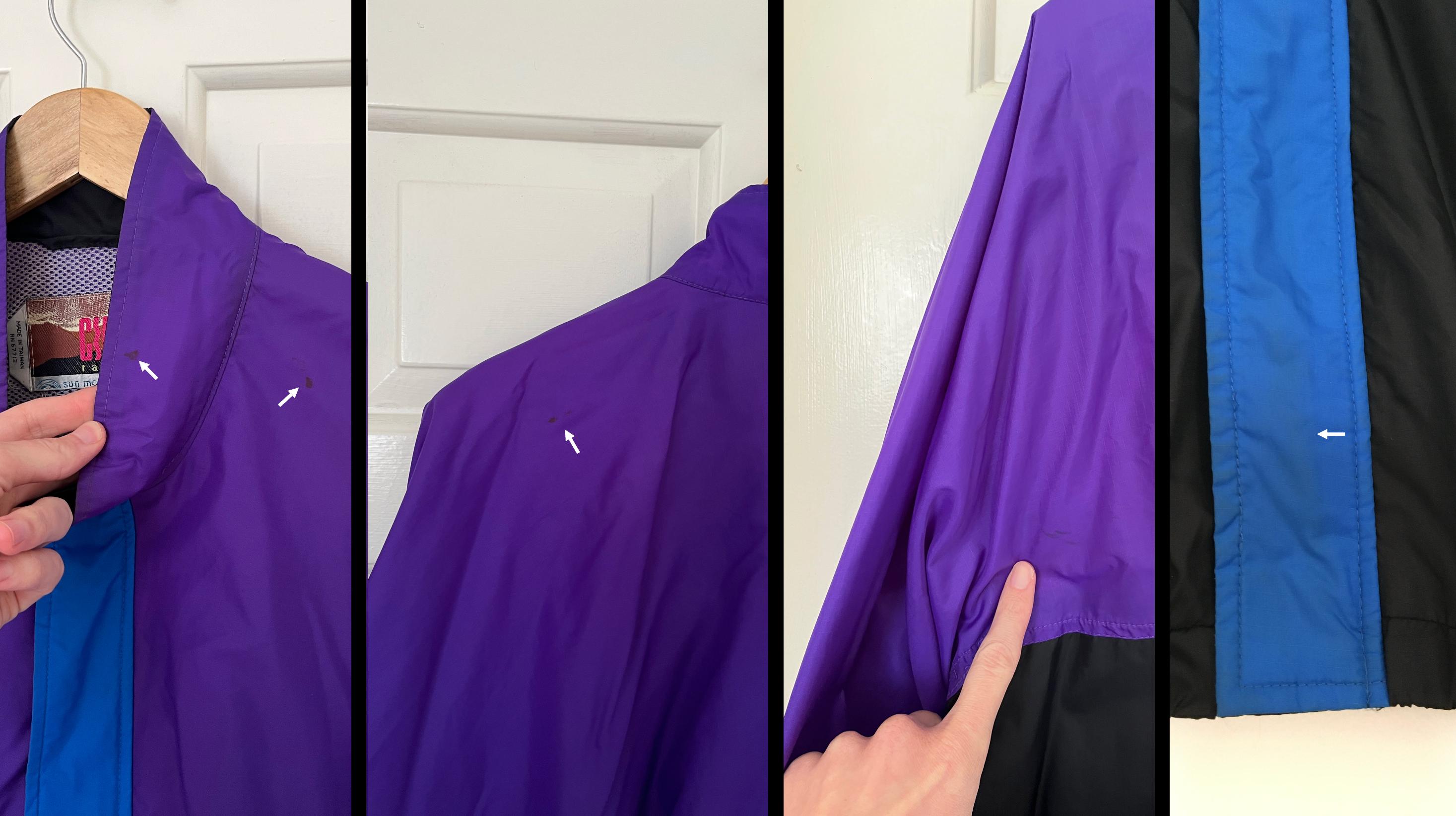 Vintage 80s 90s Nylon Track Jacket – Retro Purple, Black Color
