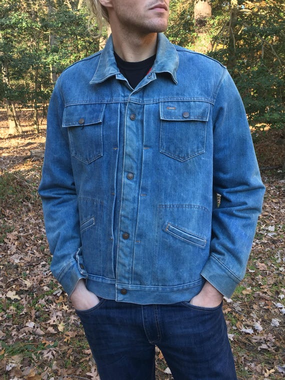vintage Rare 70s～ denim jacket indigo Vintage 70s Denim Jacket W/ Racing Patches – Customized Blue Jean