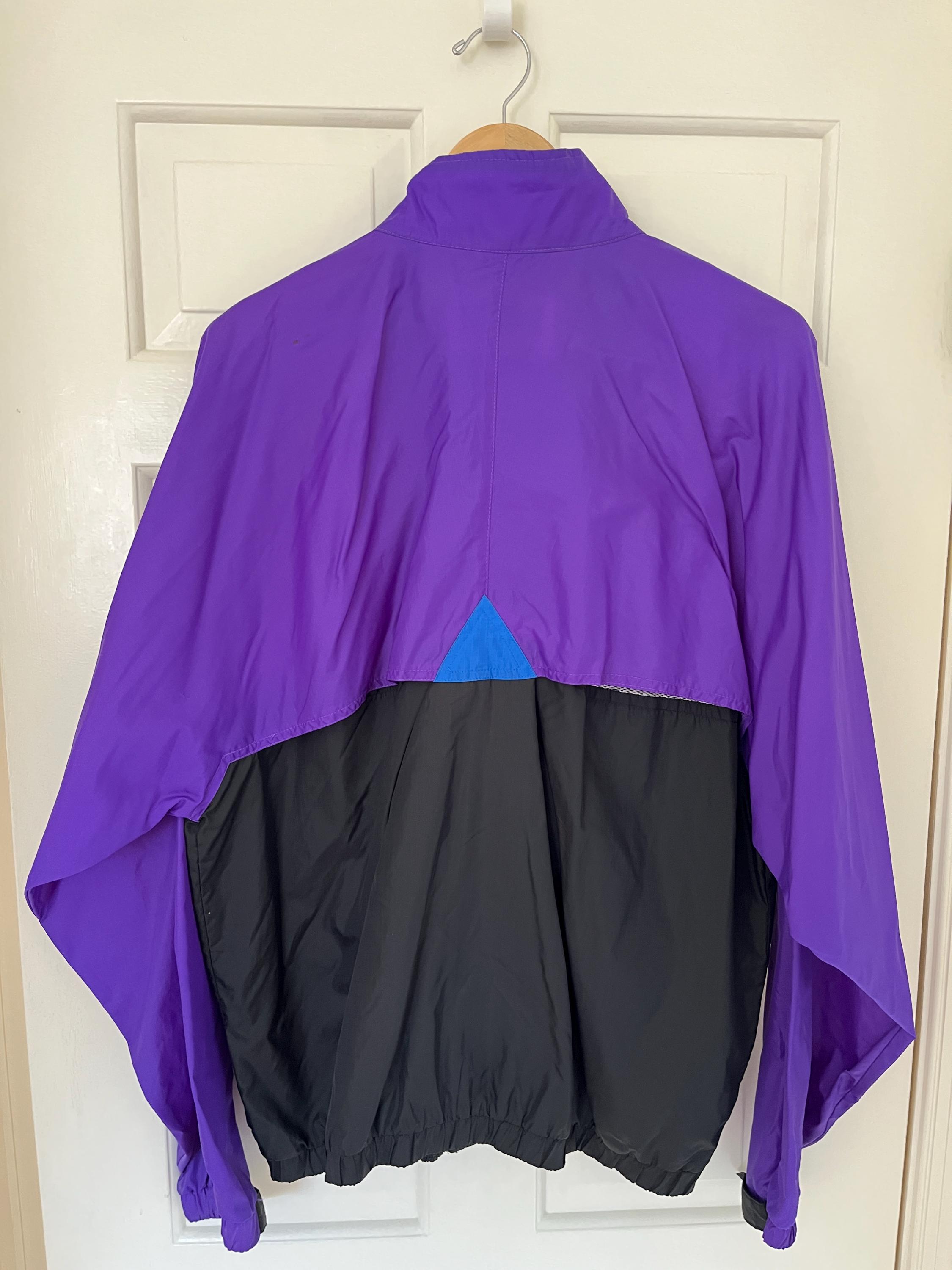 Vintage 80s 90s Nylon Track Jacket – Retro Purple, Black Color