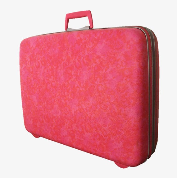 Vintage Pink Samsonite Suitcase – Silhouette – Large Size – Mod 1960s – MCM Marbled Hard Shell Luggage