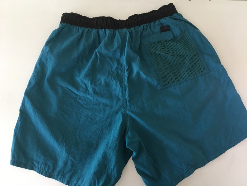 Vintage Speedo Swim Trunks 1990's Teal Green / Black | Etsy