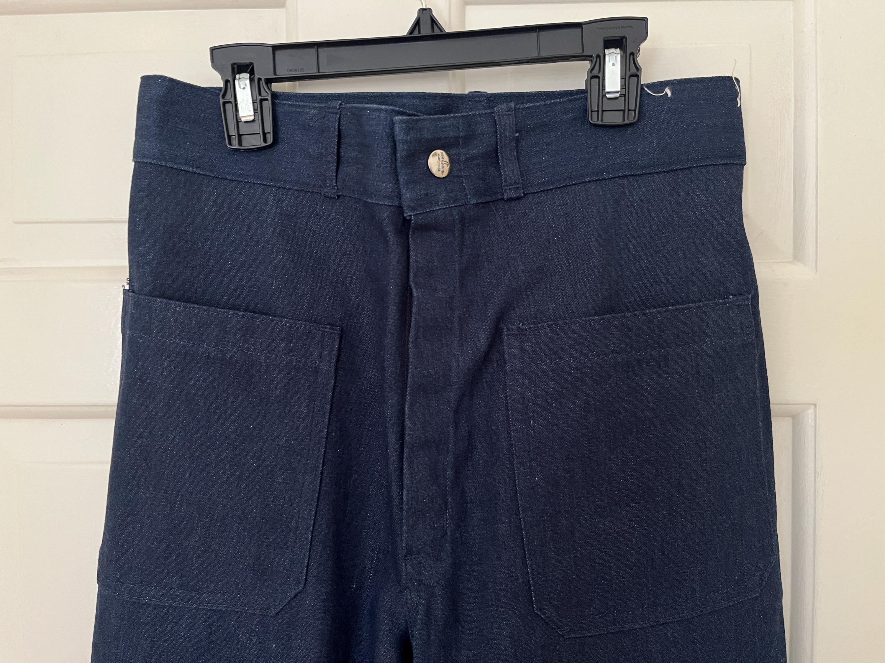 Vintage 70s 80s Seafarer Navy Bell Bottom Jeans – Men's High Waist