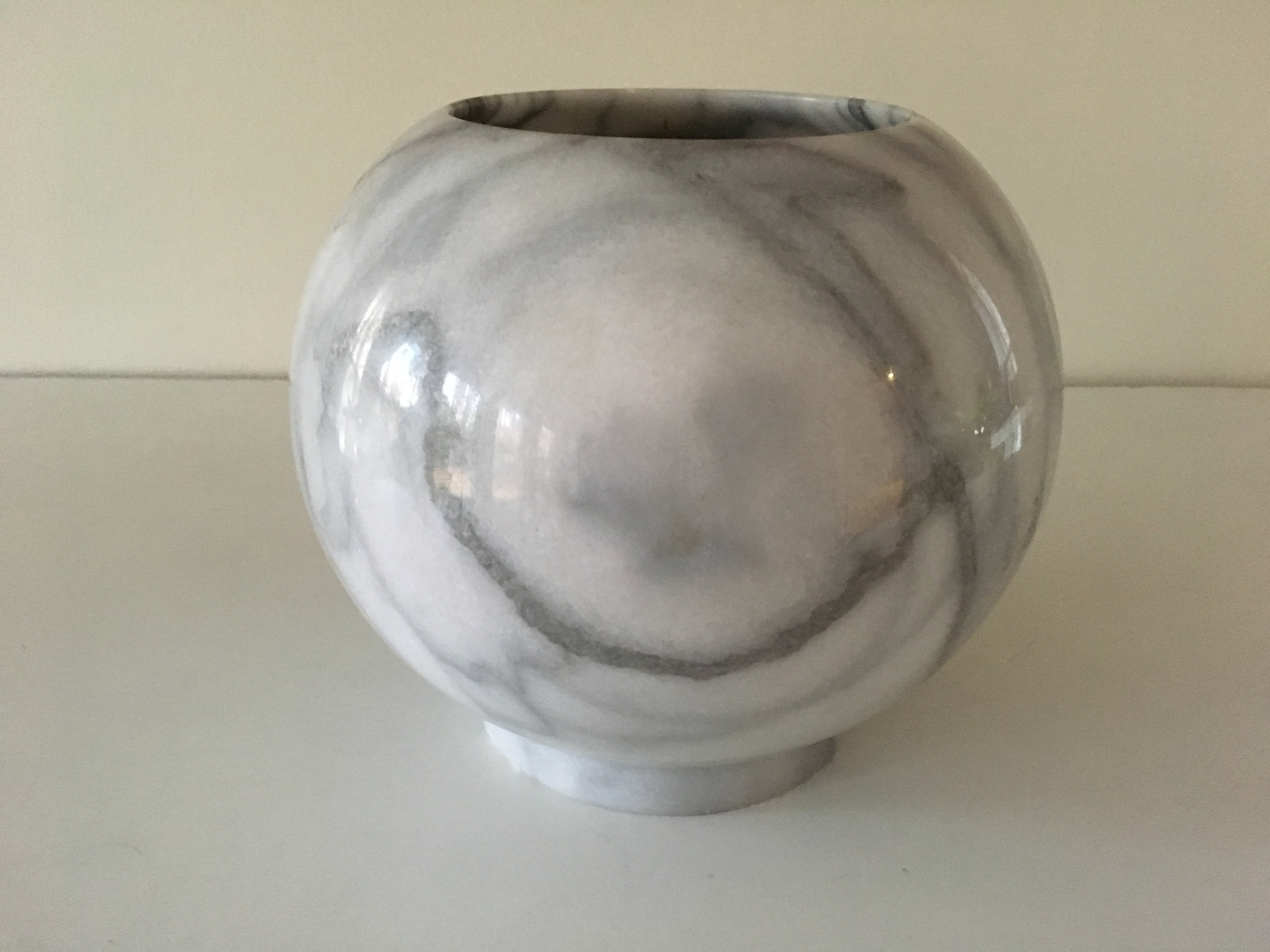 Large White Marble Vase Carved Solid Stone Sphere Art Deco Etsy