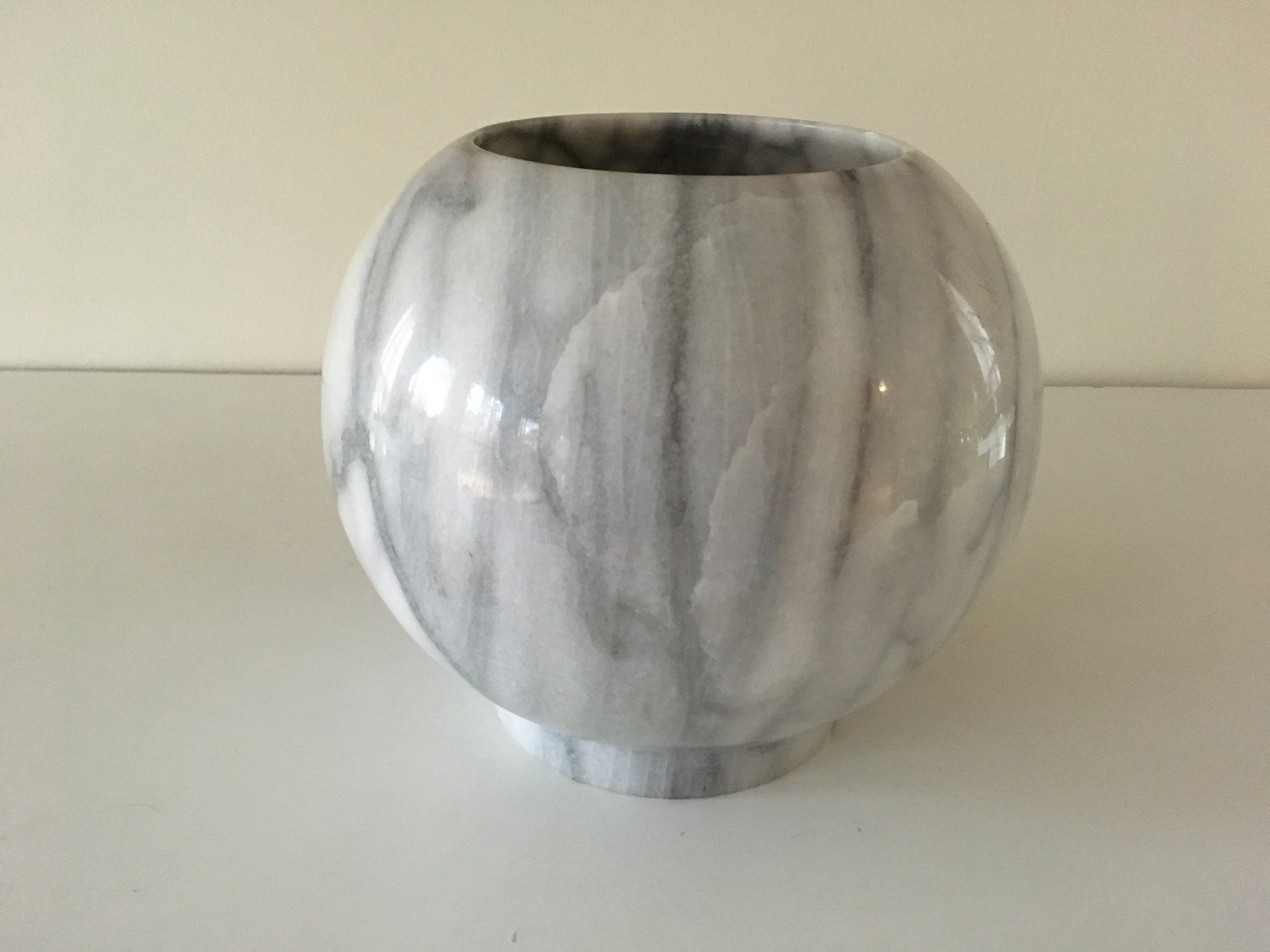 Large White Marble Vase Carved Solid Stone Sphere Art Deco Etsy