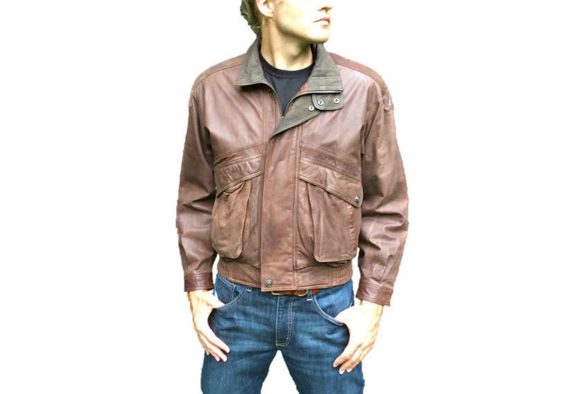 Wilsons Leather Jacket Mens Brown Zip Up Coat Sz M Medium Thinsulate Liner