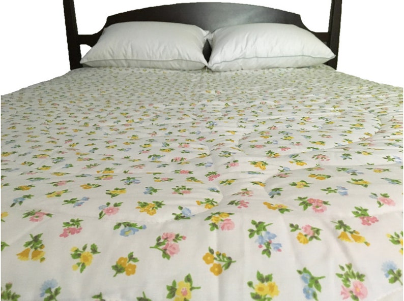 Vintage Complete Bedding Set Comforter Matching Flat Sheet Etsy