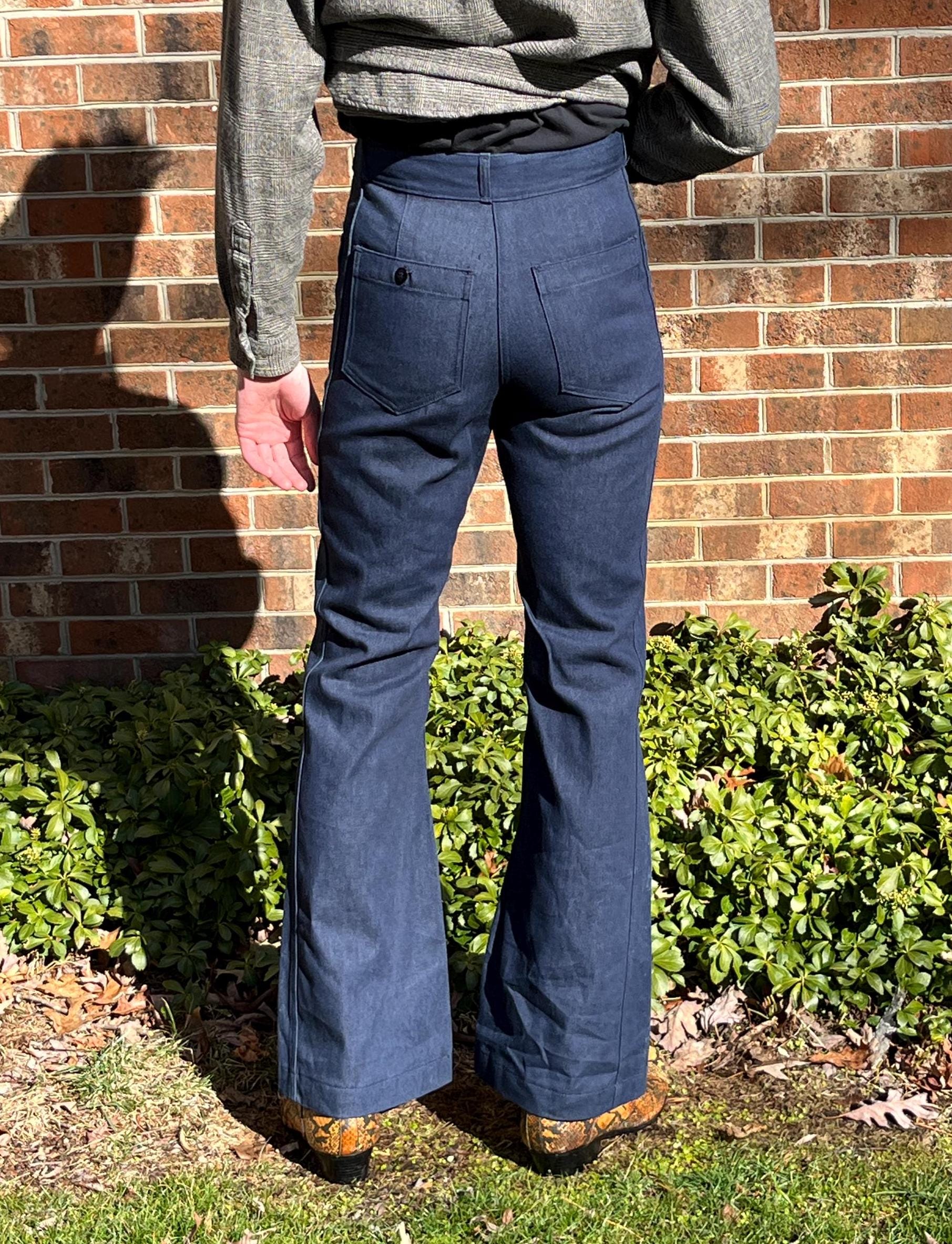 Vintage 70s 80s Seafarer Navy Bell Bottom Jeans – Men's High Waist