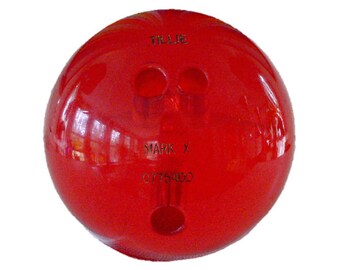 Wondercraft Mark X - Clear Red Lucite Bowling Ball - Vintage, Circa 1960's - Transparent Acrylic - Extremely Rare, Less than 200 Ever Made!!