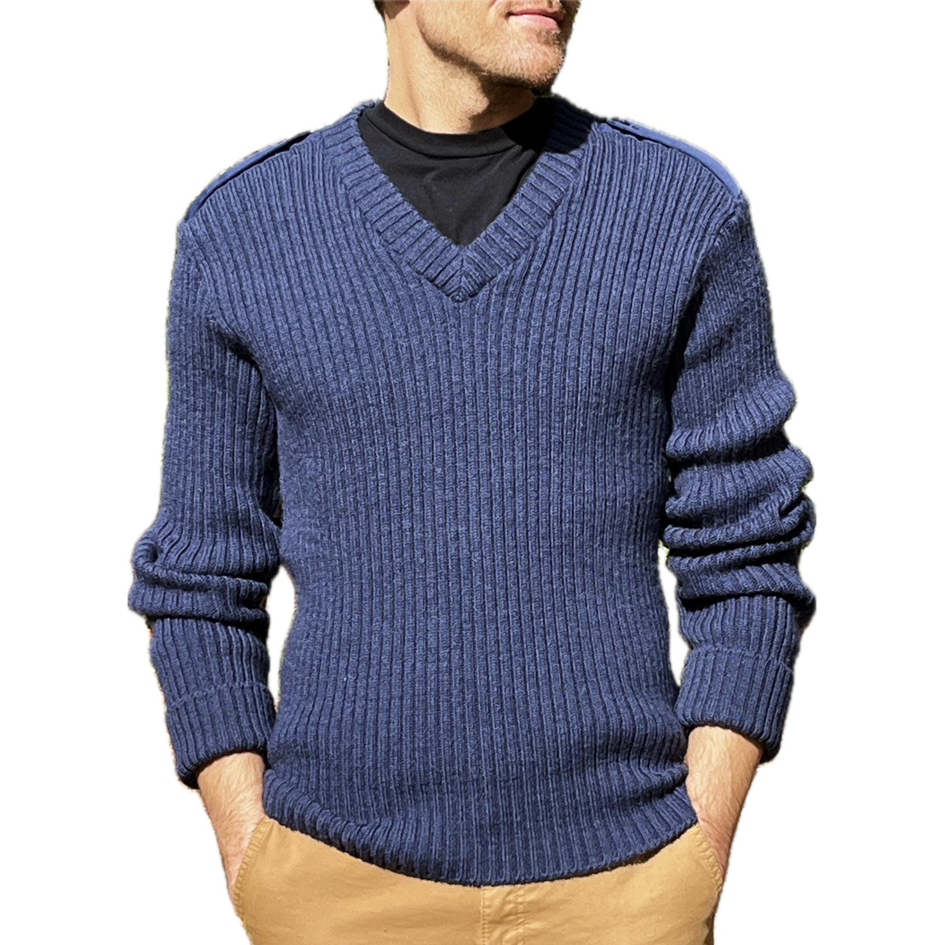army dress blues sweater V-Neck Wool Blend Commando Sweater Navy / Medium main image 0