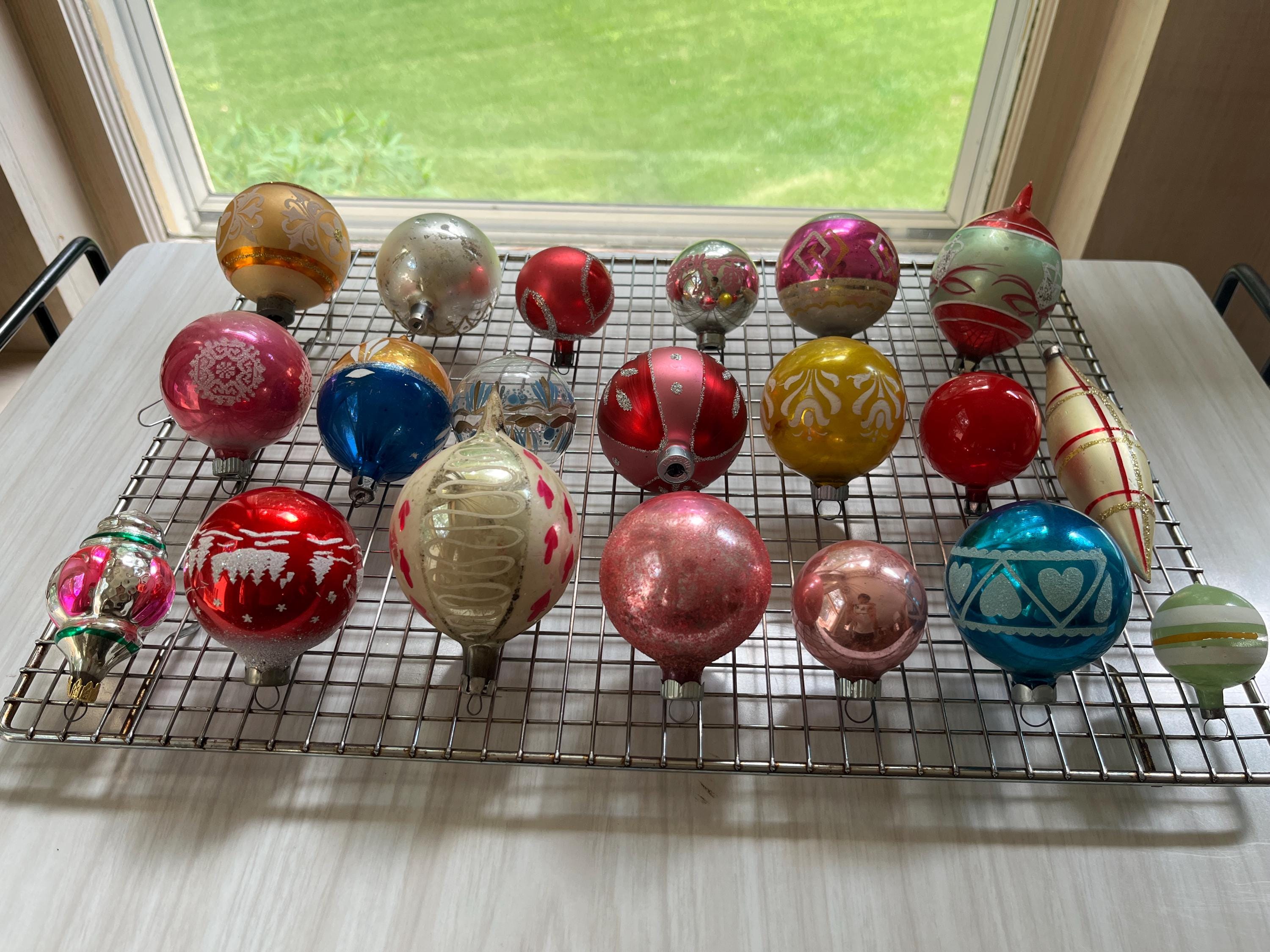 Vintage Mid Century Glass Christmas Ornaments – 1950s + Shiny