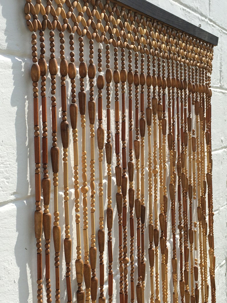 1970s Beaded Curtain Vintage Wood Door Beads Doorway / Etsy