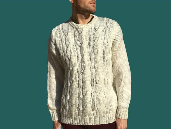 Vintage Hand Knit Acrylic Sweater by 