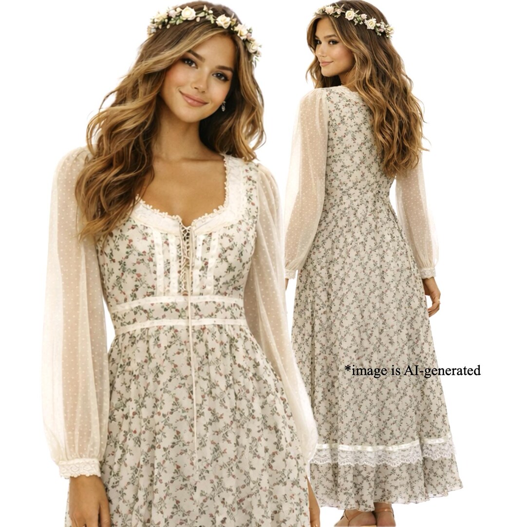 Vintage 70s Gunne Sax Dress by Designer Jessica Mcclintock