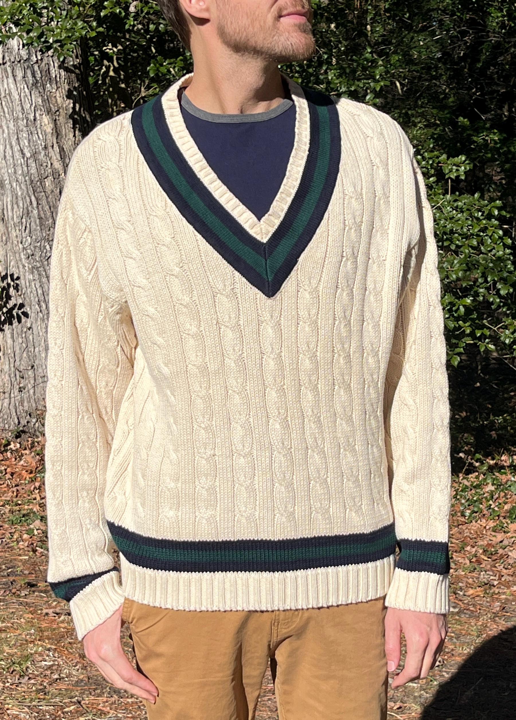 トップス 90s brooks brothers cotton knit Vintage Brooks Brothers Cable Knit Tennis Sweater - Preppy V