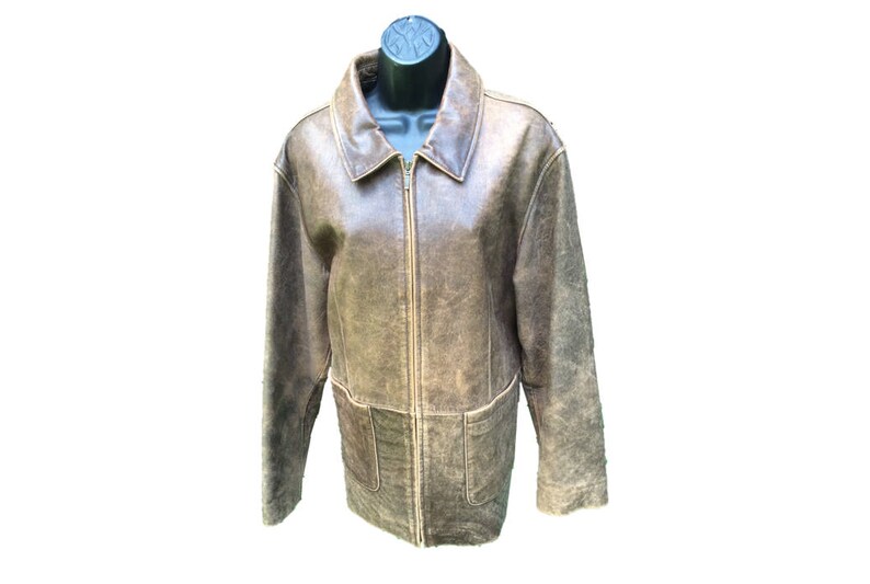 Vintage Distressed Leather Jacket Cabela S Fully Image 0
