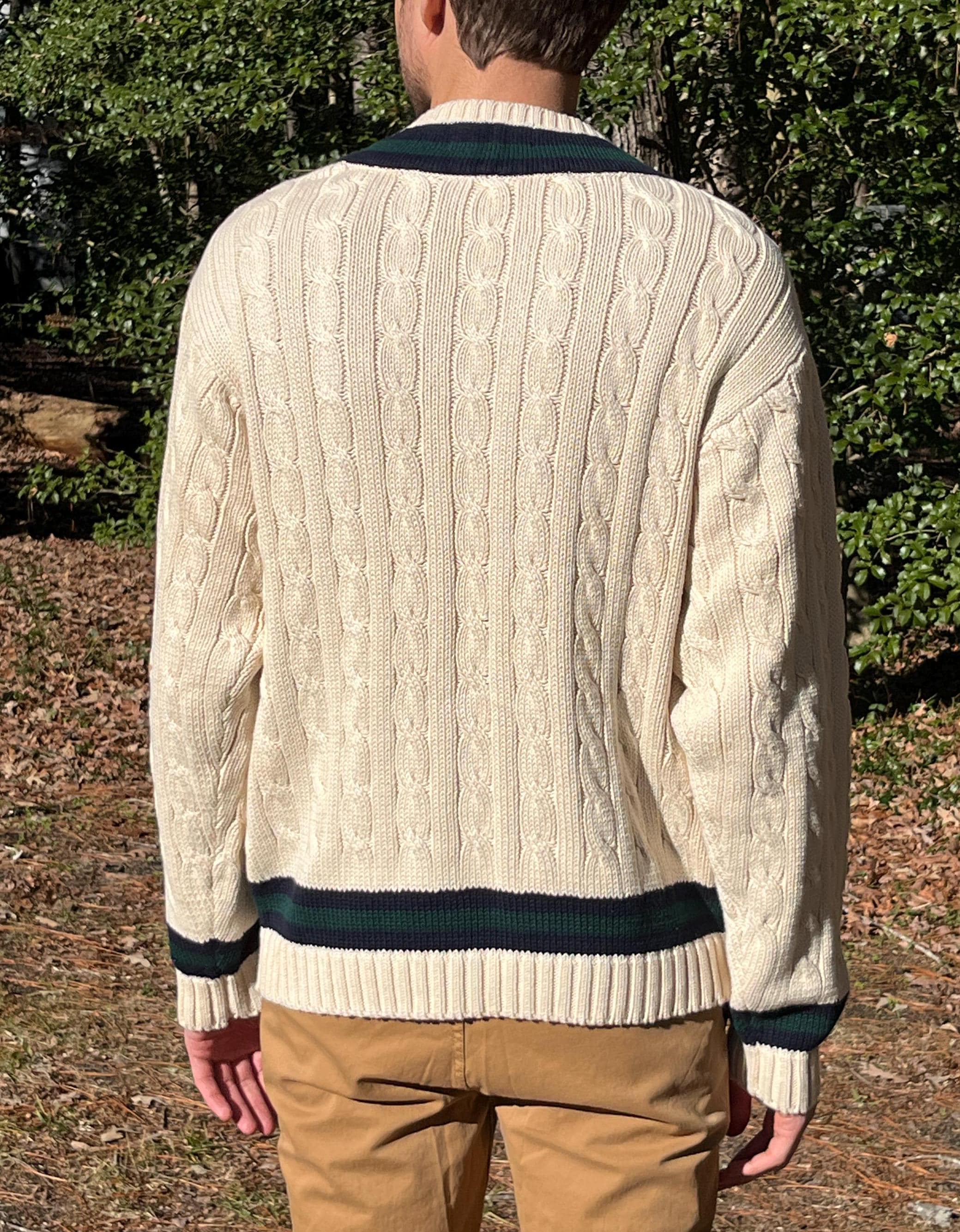 Vintage Brooks Brothers Cable Knit Tennis Sweater – Preppy V-neck