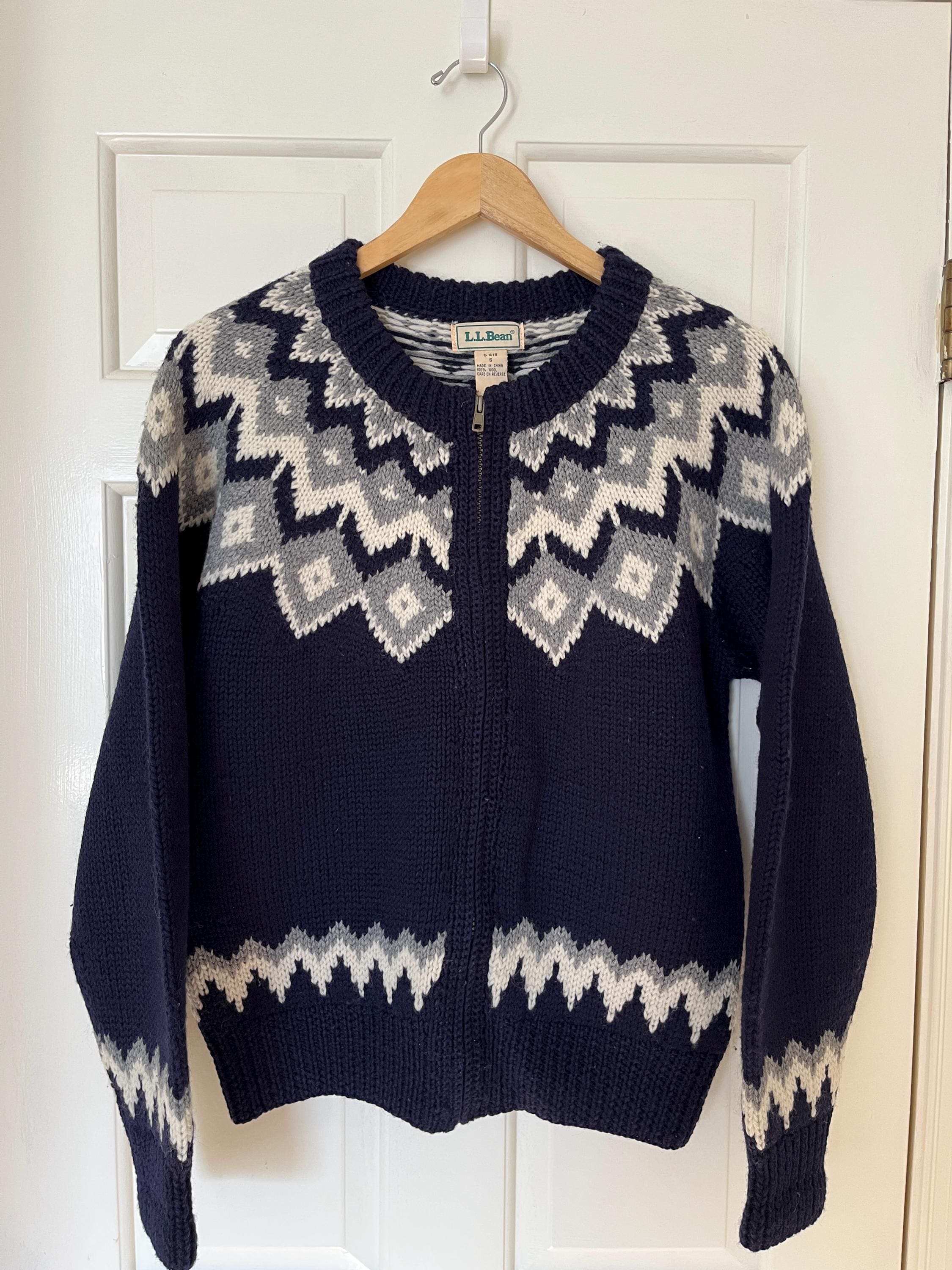 L.L. Bean Wool Nordic Style Cardigan – Zip Front – Fair Isle 
