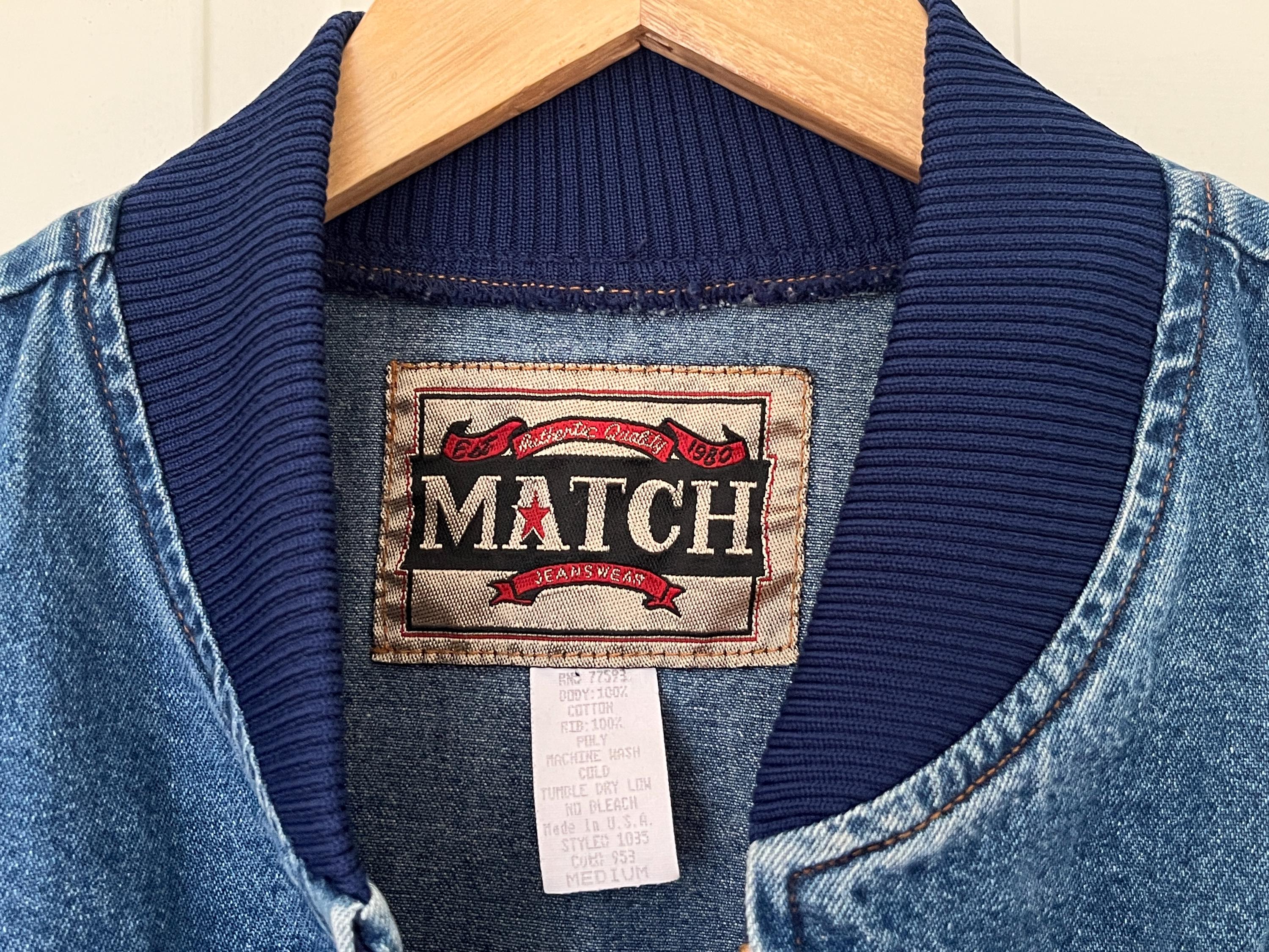 Vintage Stonewash Denim Bomber Jacket – 80s 90s Men's Blue Jean