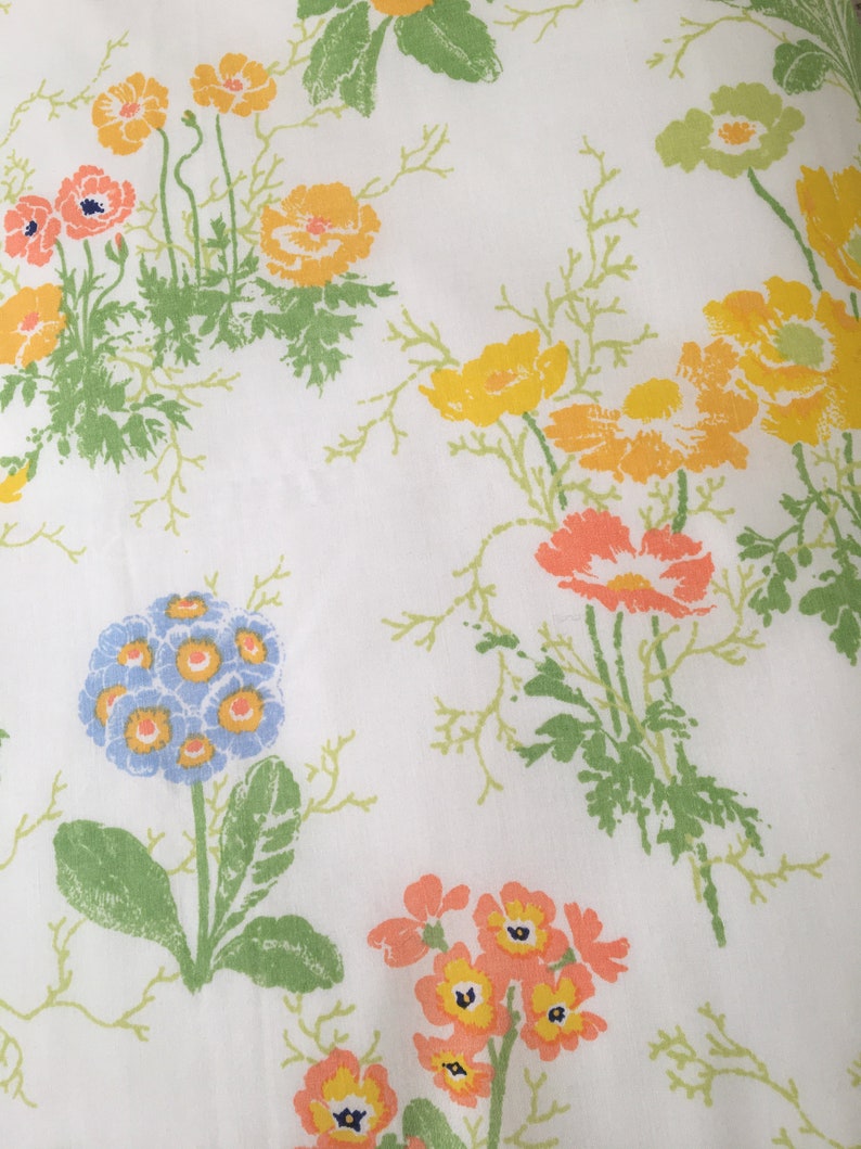 Full Size Vintage Floral Flat Sheet Double Size Bedding Etsy