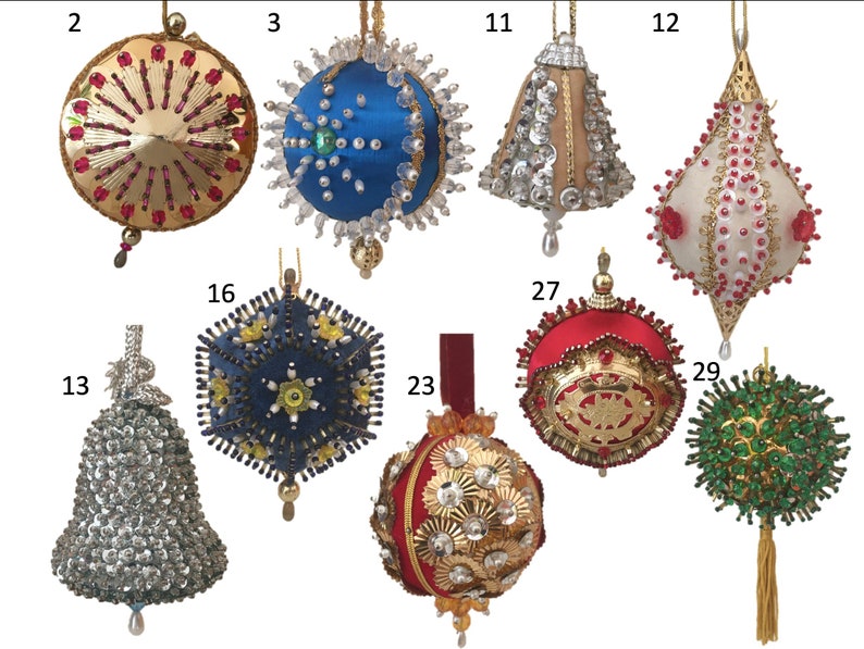 Vintage Beaded Christmas Ornaments 1960s Holiday Decoration Etsy