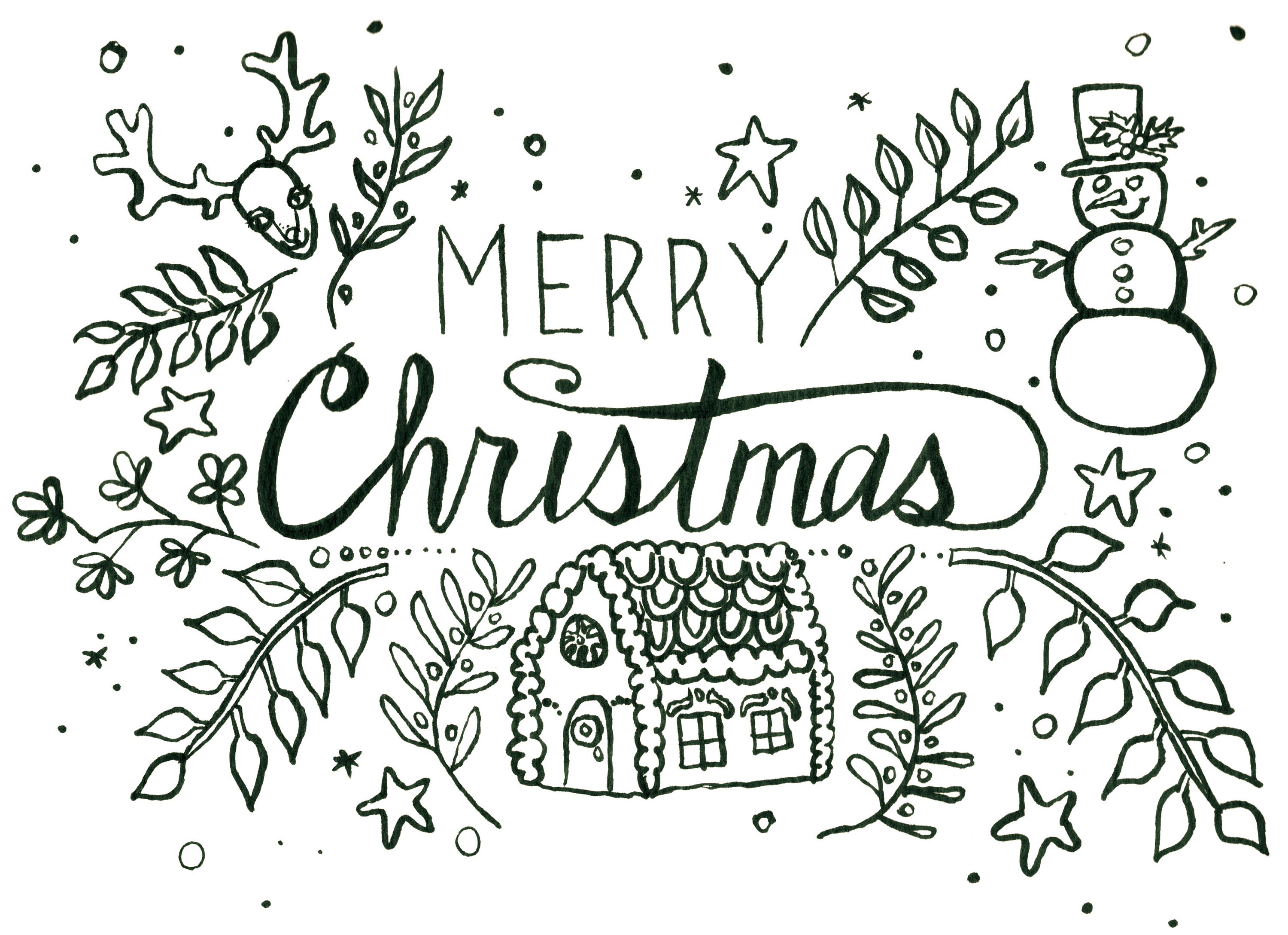 Merry Christmas Coloring Page | Etsy