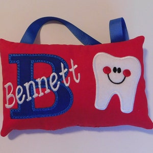 Red and Blue Tooth Fairy Pillow - Personalized Tooth Pillow