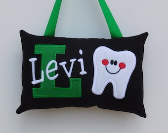 Black and Green Personalized Tooth Fairy Pillow