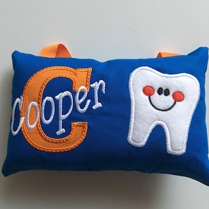 Blue and Orange Personalized Tooth Fairy Pillow