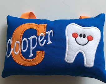 Blue and Orange Personalized Tooth Fairy Pillow