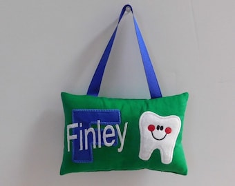 Green and  blue Tooth Fairy Pillow, Loose Tooth Pillow