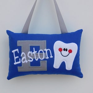 Personalized Blue and Gray Tooth Fairy Pillow