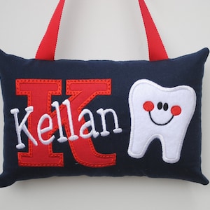 Navy and Red Personalized Tooth Fairy Pillow