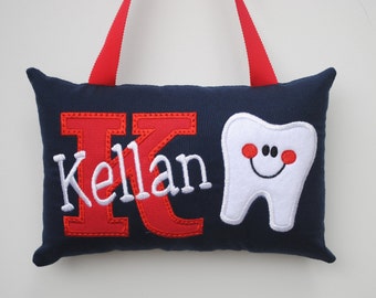 Navy and Red Personalized Tooth Fairy Pillow