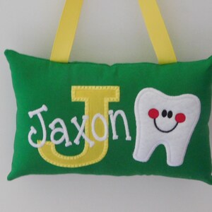 Green and Yellow  Tooth Fairy Pillow, Loose Tooth Pillow