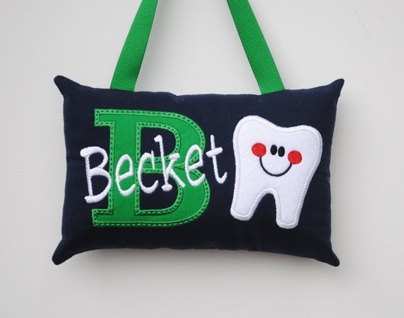 Navy and Green  Personalized Tooth Fairy Pillow