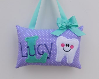 Light Purple Teal Personalized Tooth PIllow