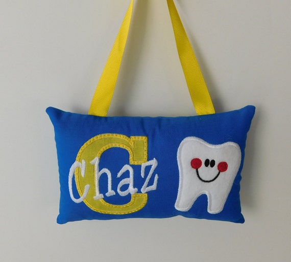 Blue Yellow Tooth Fairy Pillow Lost Tooth Pillow Etsy