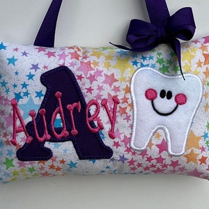 Glitter Stars and Purple and Pink Girl&#39;s Tooth Fairy Pillow