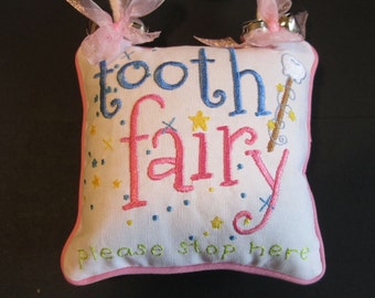 Personalized Pink Tooth Fairy Pillow With Pocket,  Girl's Tooth Pillow, Tooth Pillow