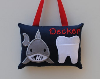 Navy Shark personalized tooth pillow