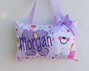 Glitter Wings Fairy Personalized Tooth Fairy Pillow Light Purple Accents