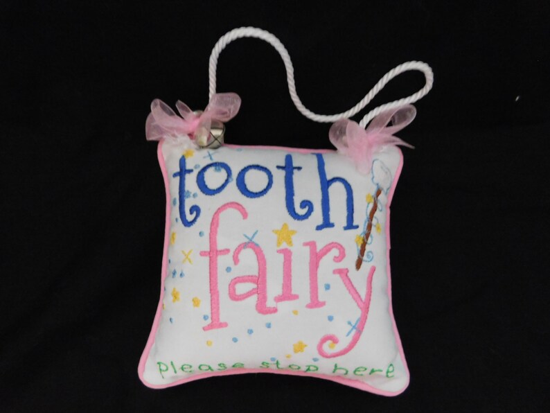Pink tooth fairy pillow with pocket girl s tooth pillow etsy