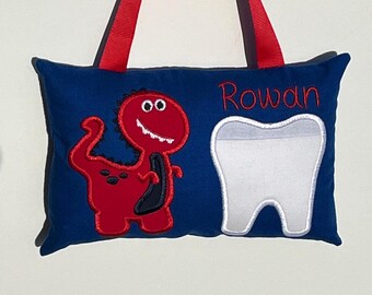 Red Dinosaur Personalized Tooth Pillow