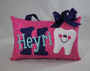 Magenta dot, purple, teal Tooth Fairy Pillow