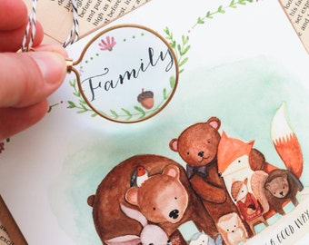 Bear and Fox, Cuddly animals, Animals Greeting Card, Card for my family, I love my family, Hand illustrated, Great for Mum and Dad, I love