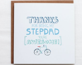 Fathers Day, Step dad day, Step family greeting card, Thanks For Being My Stepdad Greeting, Cards for blended family, great for dads