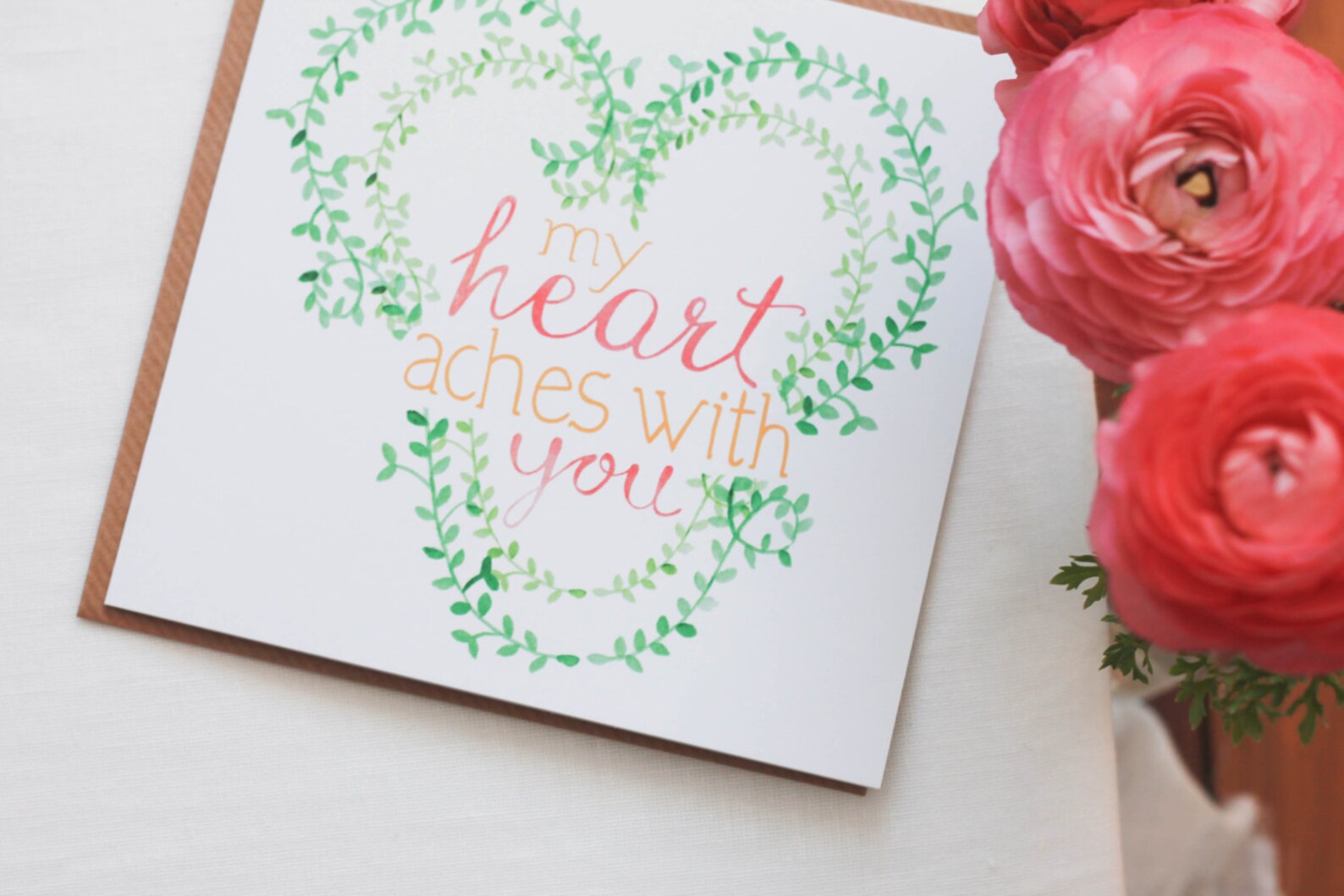 Sympathy Card, My Heart Aches With You, Greeting Card for Sad Times